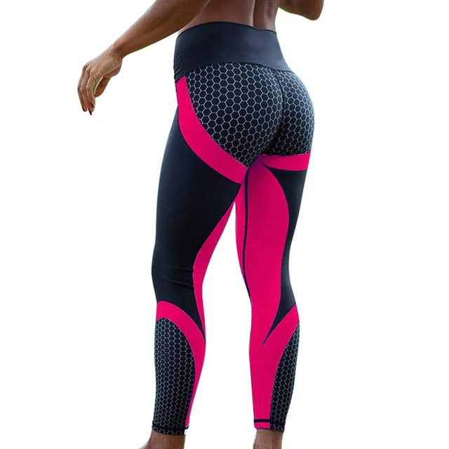 High-Waisted Honeycomb Print Leggings - Gymratslegacy