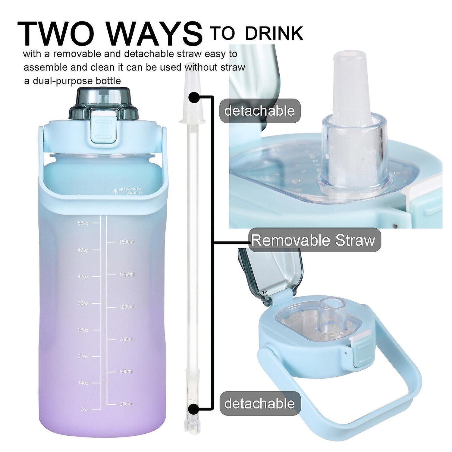 2L Motivational Water Bottle with Straw - Gymratslegacy