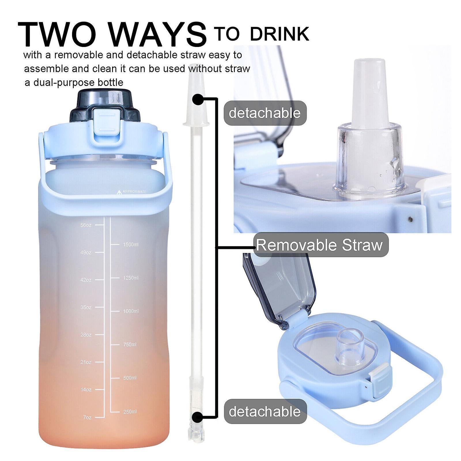 2L Motivational Water Bottle with Straw - Gymratslegacy