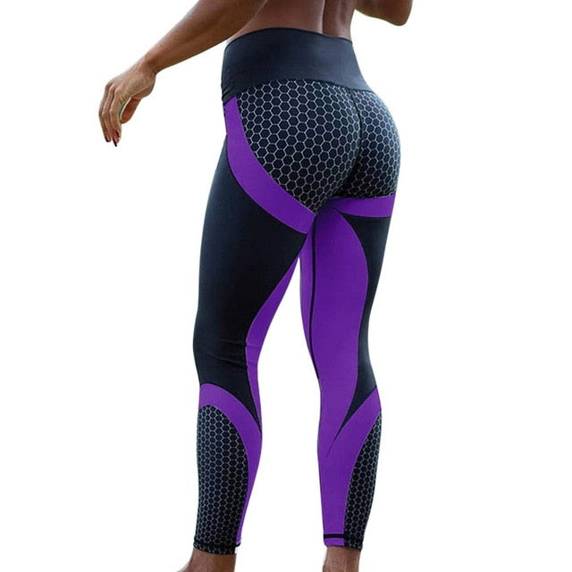 High-Waisted Honeycomb Print Leggings - Gymratslegacy