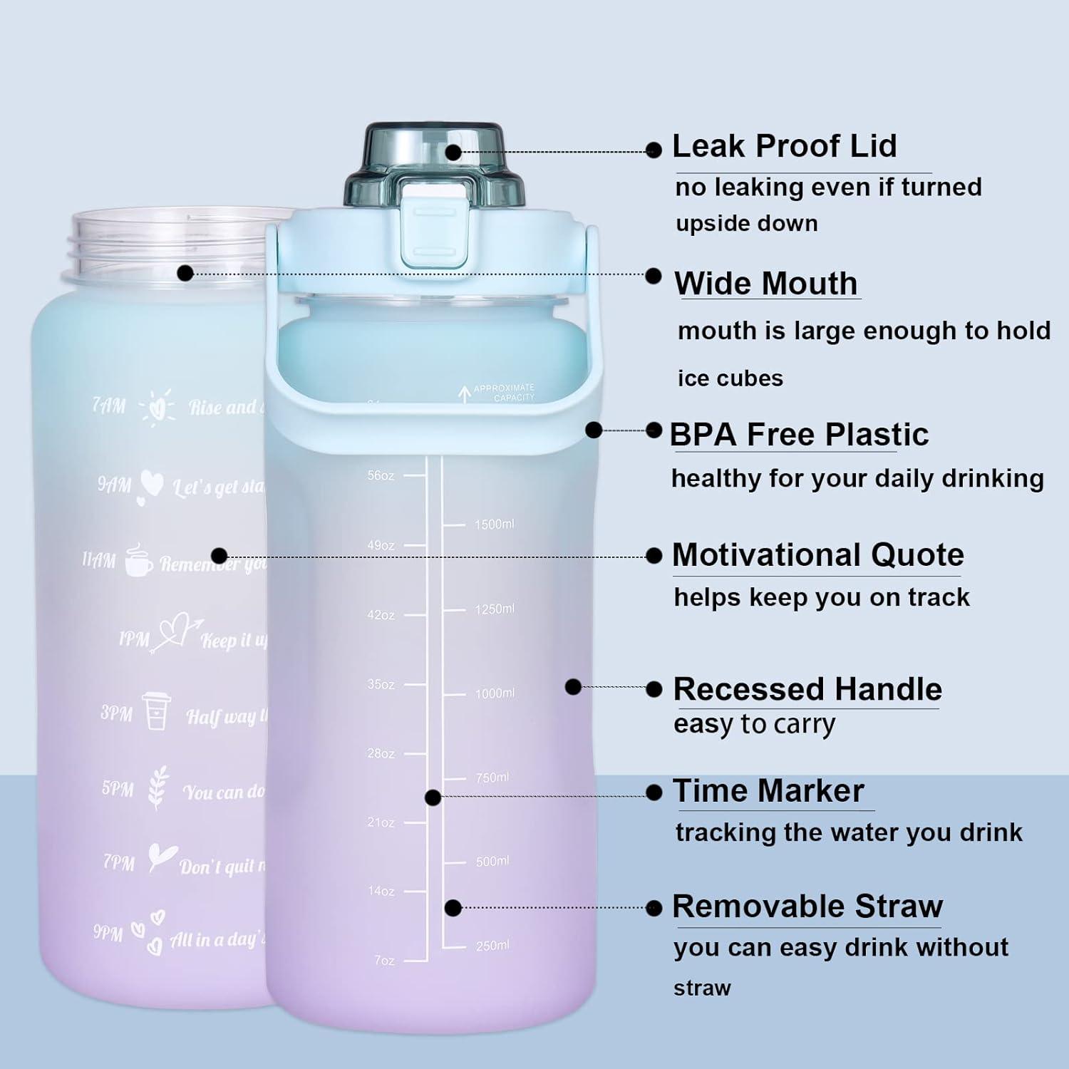 2L Motivational Water Bottle with Straw - Gymratslegacy